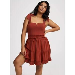 Torrid Foxy Woven Tie Straps Corset Tank in Roasted Russet